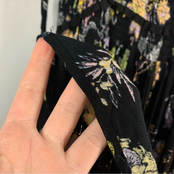 Free People Women's Tank Maxi Dress Floral Boho Black Smocked Flowy Medium M - Picture 11 of 12